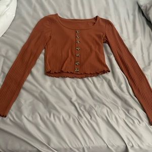 cropped fall button up top